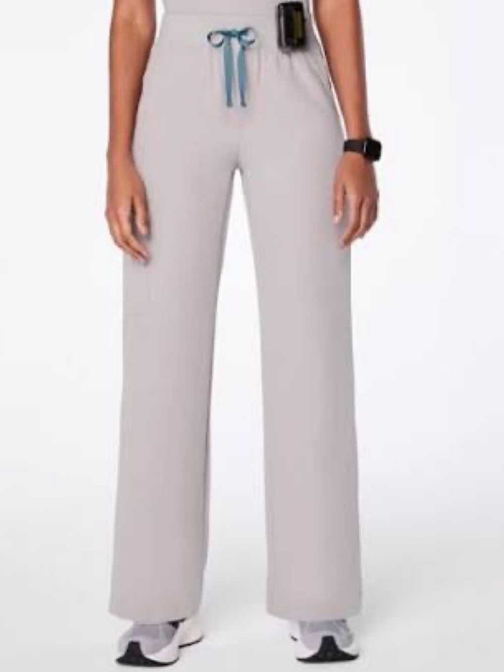 Figs Wide-Leg High-Rise Scrub Pants — Slate Gray xsp